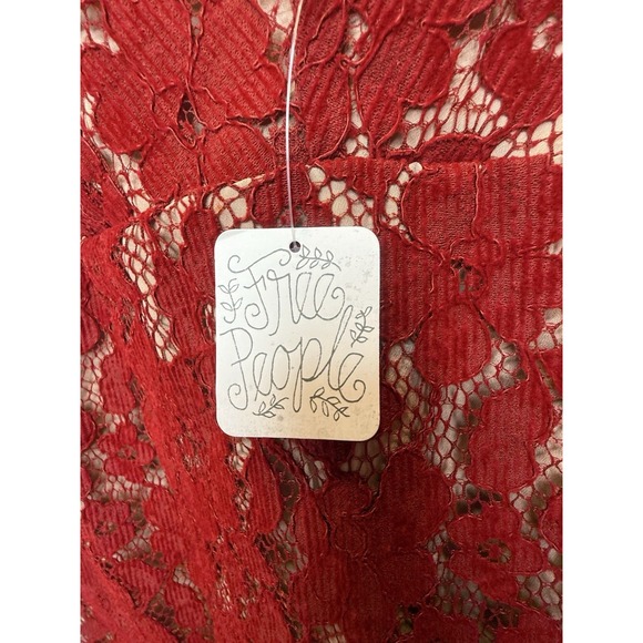 Free People Night Shimmers Mini Dress Red Lace Cocktail Size 0 NWT MSRP $108 - Picture 4 of 4